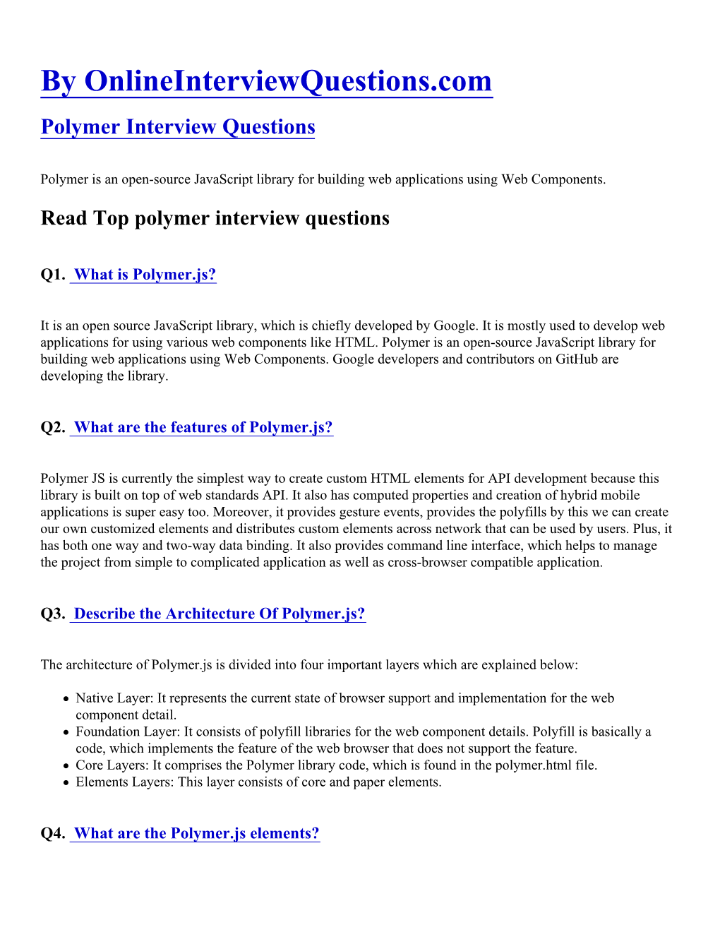 Polymerjs Interview Questions
