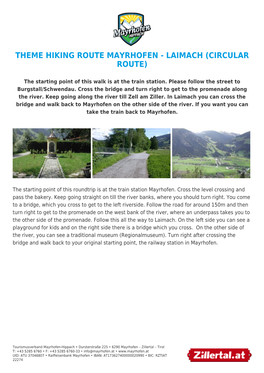 Theme Hiking Route Mayrhofen - Laimach (Circular Route)