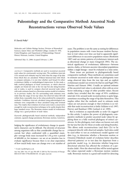 Paleontology and the Comparative Method: Ancestral Node Reconstructions Versus Observed Node Values