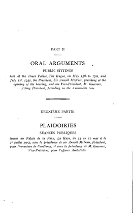 Oral Arguments , Plaidoiries