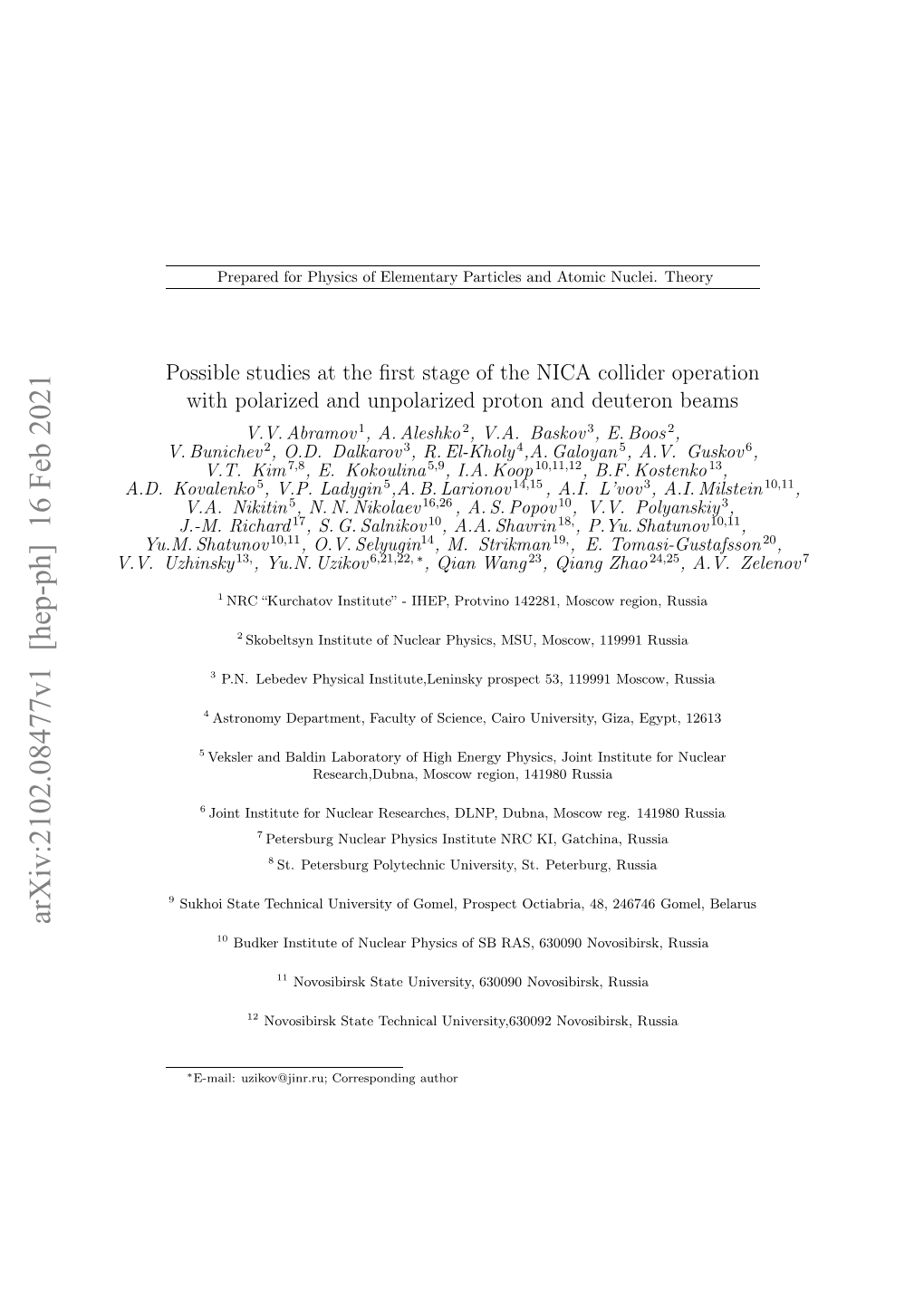 Possible Studies at the First Stage of the NICA Collider Operation With
