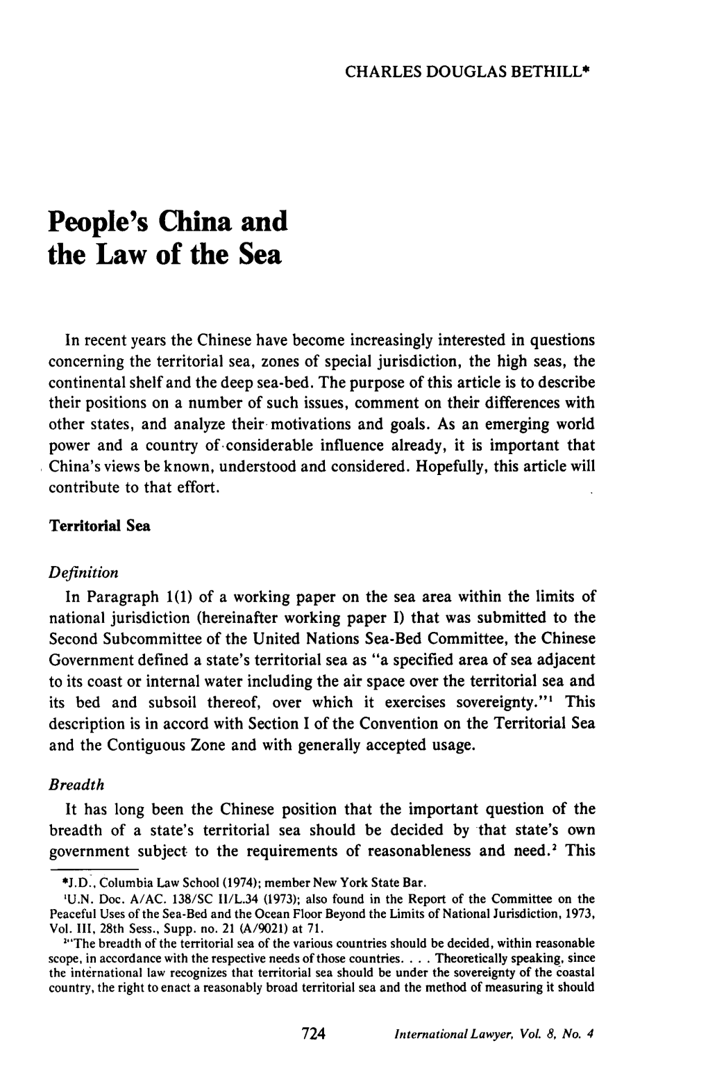 People's of China and the Law of The