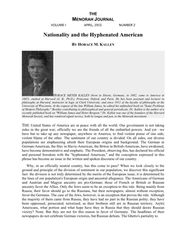 Nationality and the Hyphenated American