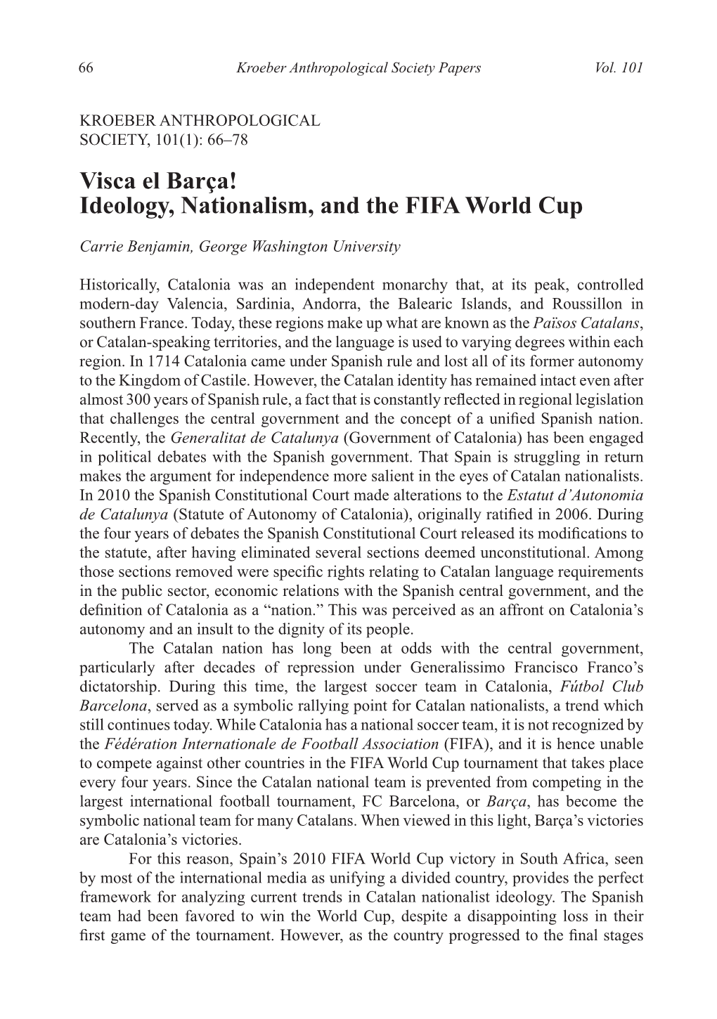 Ideology, Nationalism, and the FIFA World Cup