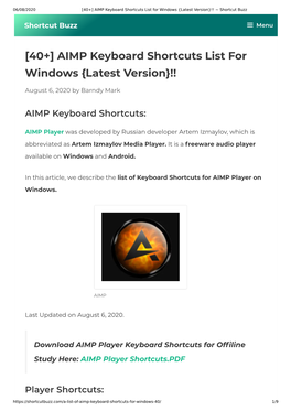 AIMP Keyboard Shortcuts List for Windows {Latest Version}!! ~ Shortcut Buzz