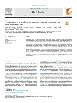 Composition and Biosynthetic Machinery of the Blumeria Graminis F. Sp. Hordei Conidia Cell Wall