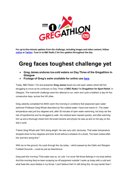 Greg Faces Toughest Challenge Yet