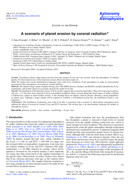 A Scenario of Planet Erosion by Coronal Radiation*