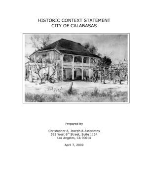 Historic Context Statement City of Calabasas
