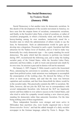 The Social Democracy by Frederic Heath (January 1900)