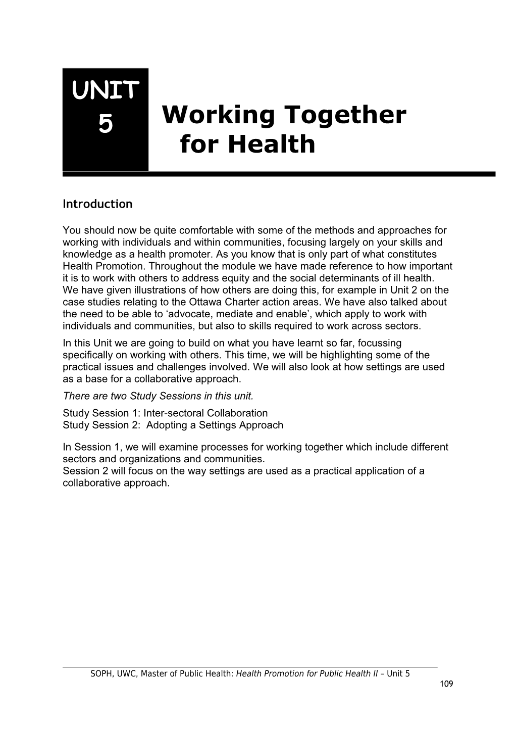 Working Together for Health