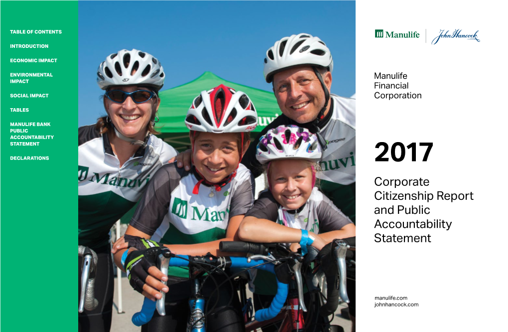 Manulife Financial Corporation 2017 Corporate Citizenship Report And