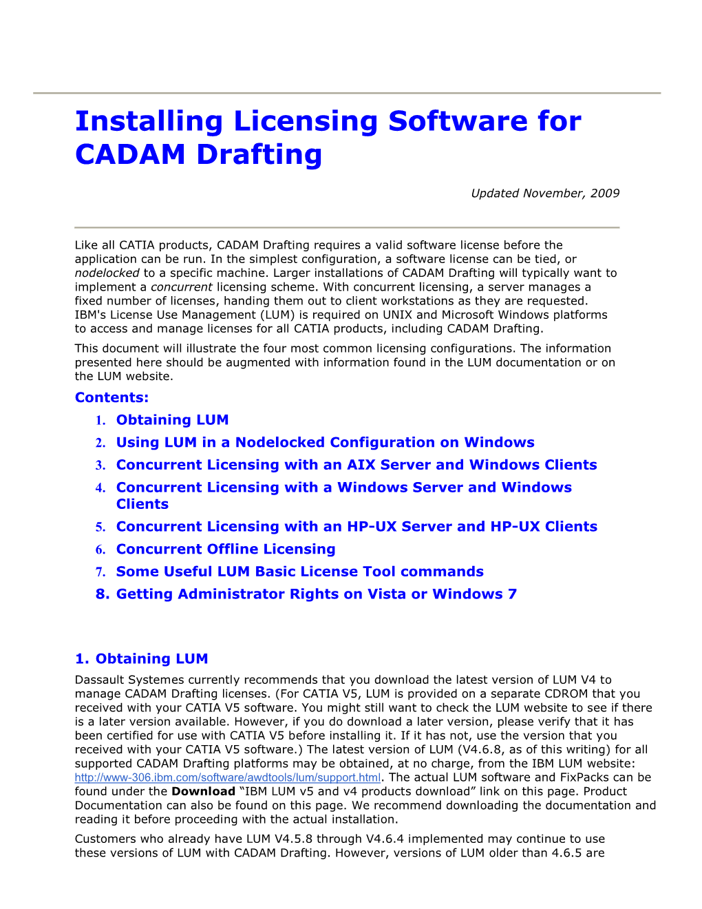 Installing Licensing Software for CADAM Drafting