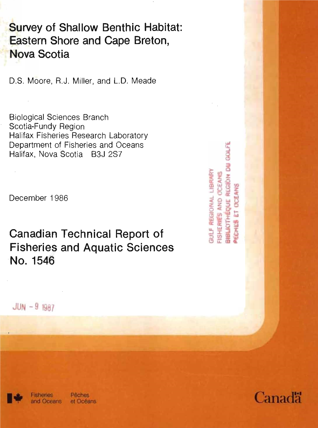 Eastern Shore and Cape Breton, Nova Scotia Canadian Technical Report