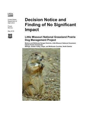 Decision Notice and Finding of No Significant Impact