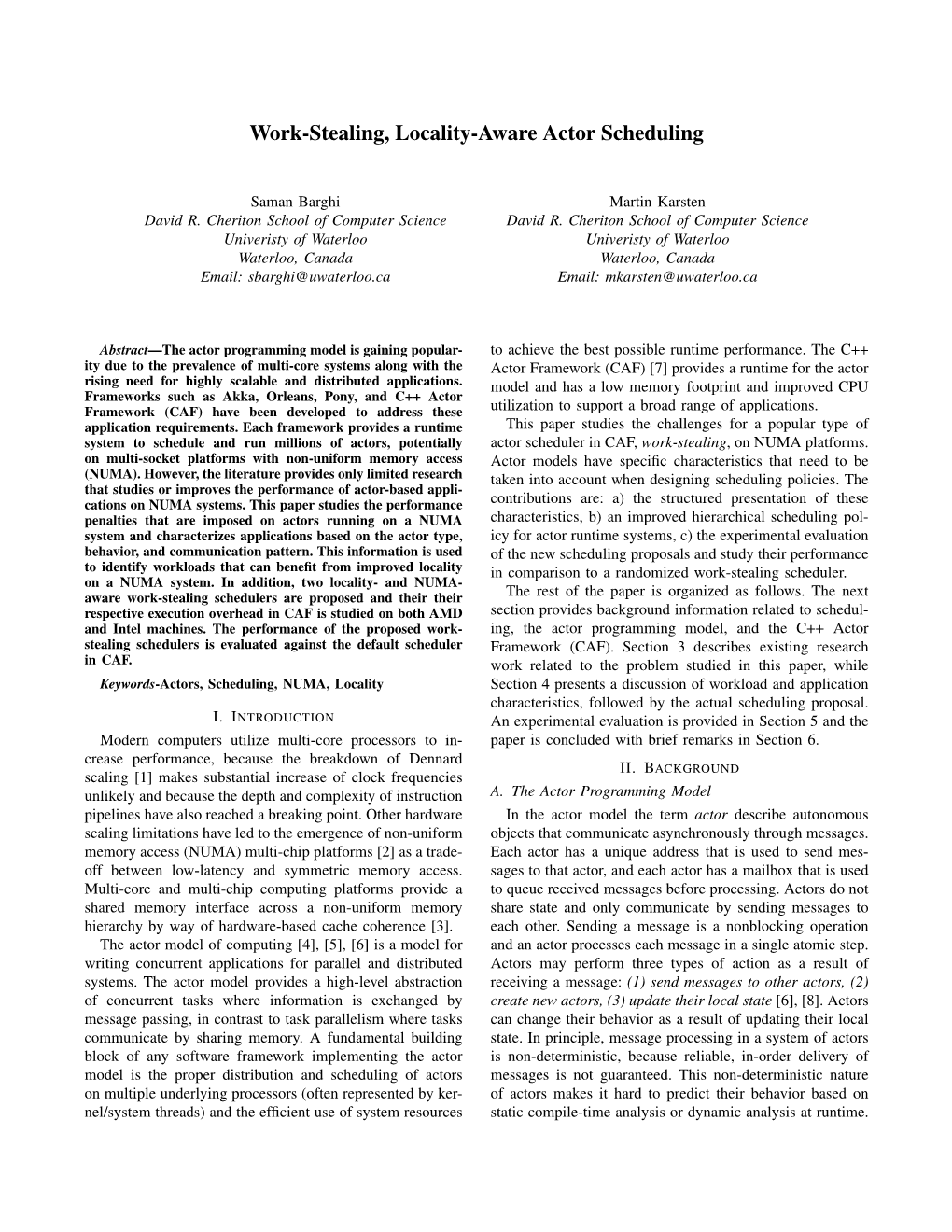 Work-Stealing, Locality-Aware Actor Scheduling