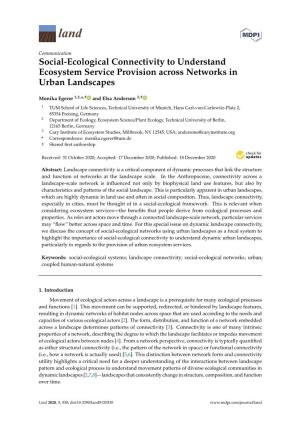 Social-Ecological Connectivity to Understand Ecosystem Service Provision Across Networks in Urban Landscapes