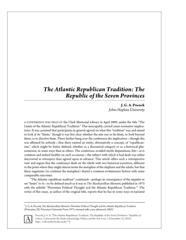 The Atlantic Republican Tradition: the Republic of the Seven Provinces