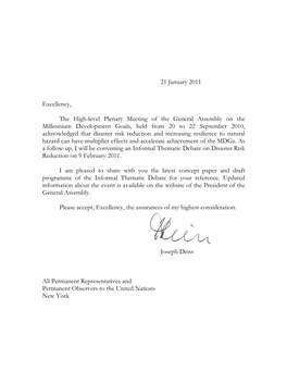 Letter Transmitting the Concept Paper and the Draft Programme of The