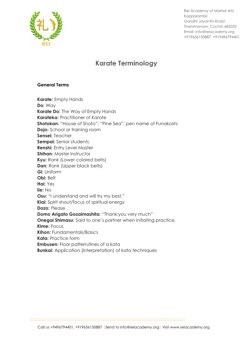 Karate Terminology