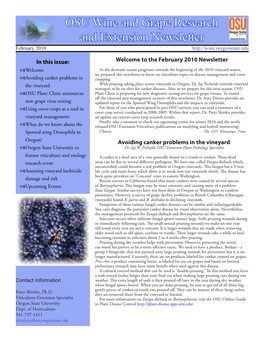 OSU Wine and Grape Research and Extension Newsletter February 2010