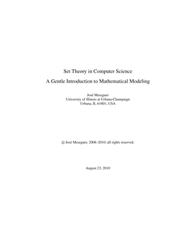Set Theory in Computer Science a Gentle Introduction to Mathematical Modeling