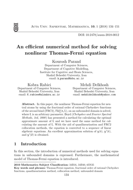 An Efficient Numerical Method for Solving Nonlinear Thomas-Fermi
