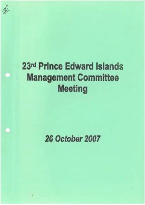 ·.. 23Rd Prince Edward Islands .. · . . Management Committe Meeting