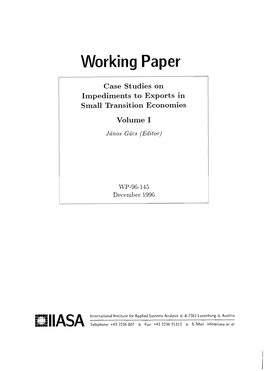Case Studies on Impediments to Exports in Small Transition Economies Volume I