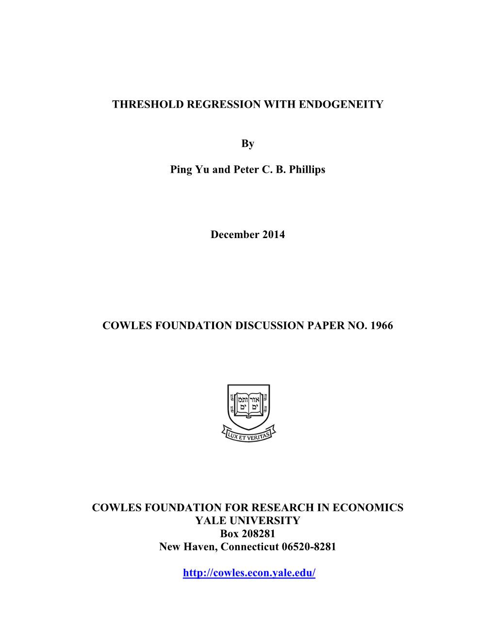 Threshold Regression with Endogeneity