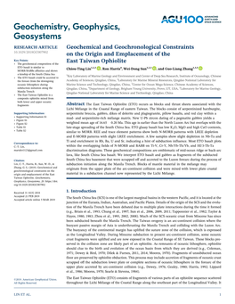 Geochemical and Geochronological Constraints on the Origin And