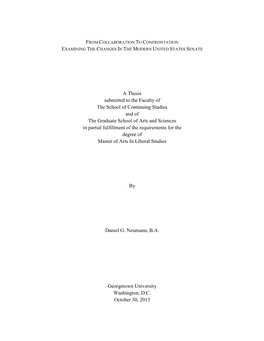 A Thesis Submitted to the Faculty of the School of Continuing Studies