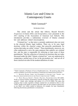 Islamic Law and Crime in Contemporary Courts