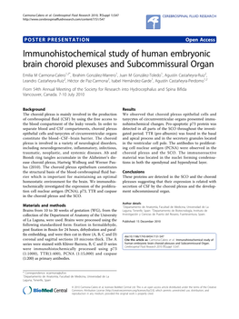 Immunohistochemical Study of Human Embryonic Brain Choroid Plexuses