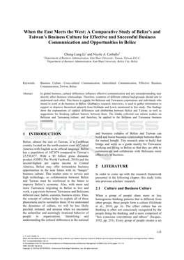 A Comparative Study of Belize's and Taiwan's Business