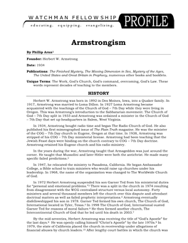 Armstrongism Profile