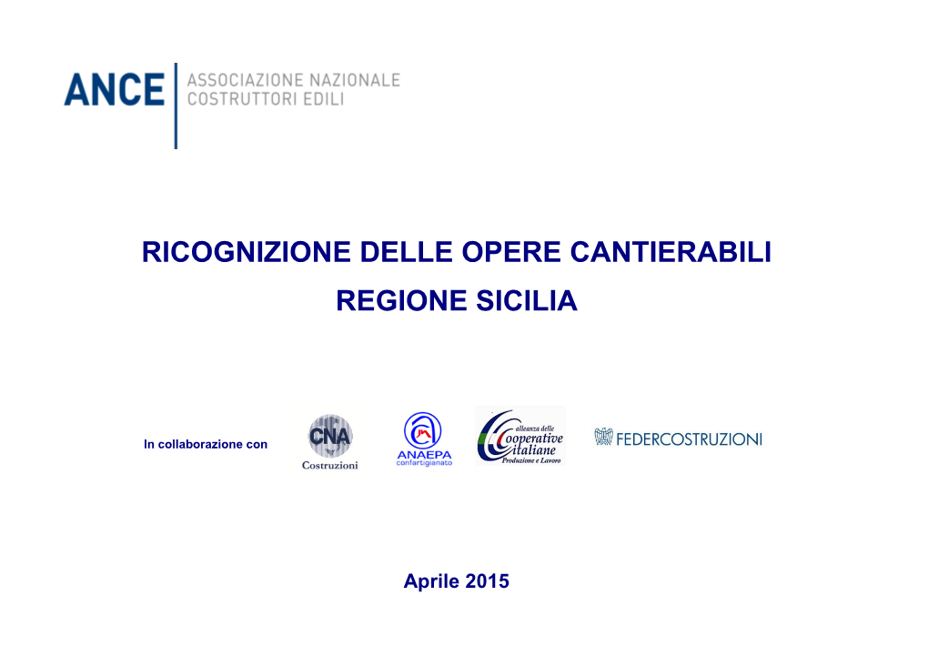 Ricognizione Delle Opere Cantierabili Regione Sicilia