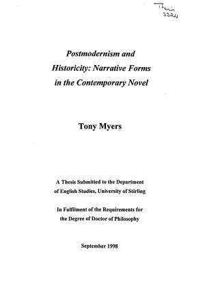 Postmodernism and Historicity, by Tony Myers (1998).Pdf