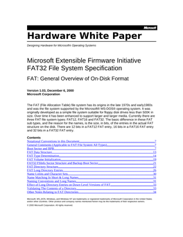 Microsoft Extensible Firmware Initiative FAT32 File System Specification FAT: General Overview of On-Disk Format