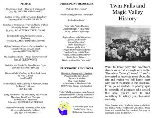 Twin Falls and Magic Valley History