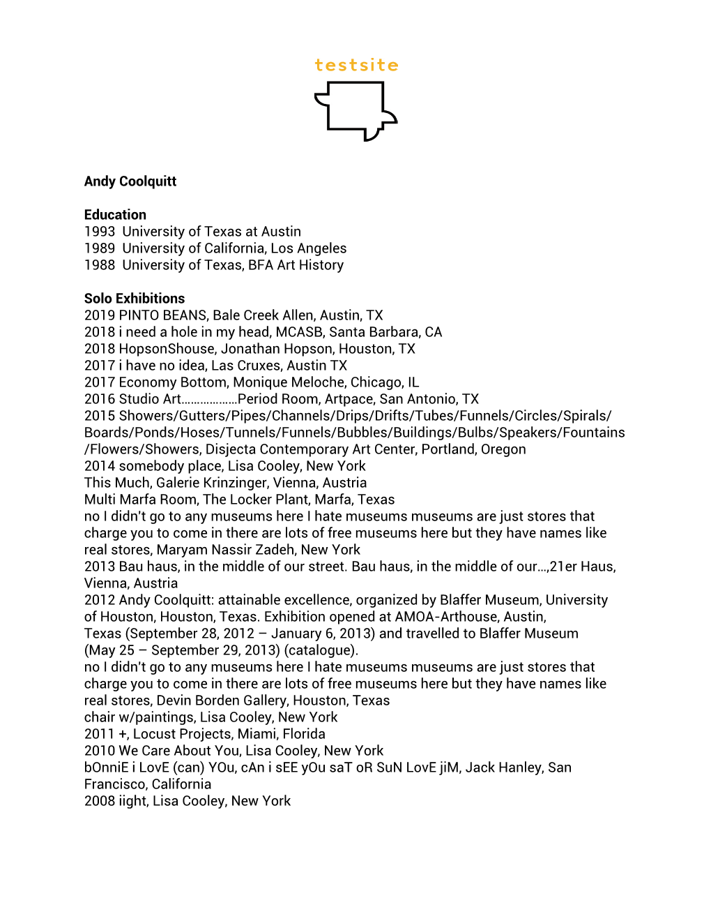 Andy Coolquitt Education 1993 University of Texas at Austin 1989