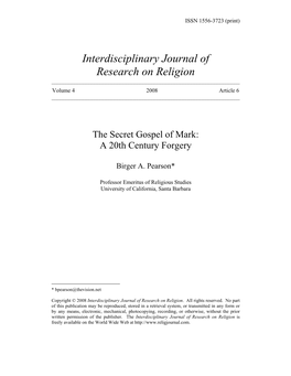 Interdisciplinary Journal of Research on Religion ______Volume 4 2008 Article 6 ______
