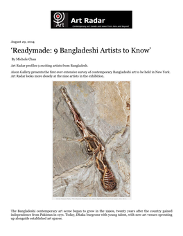 'Readymade: 9 Bangladeshi Artists to Know'