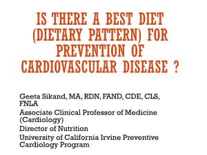 Is There a Best Diet (Dietary Pattern) for Prevention of Cardiovascular Disease ?