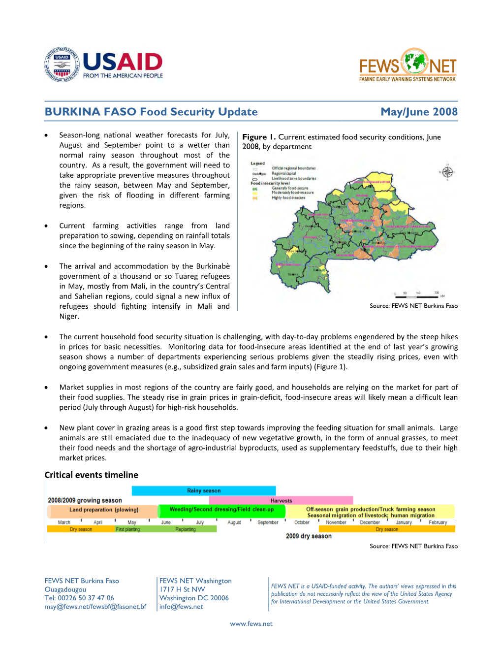 BURKINA FASO Food Security Update May/June 2008