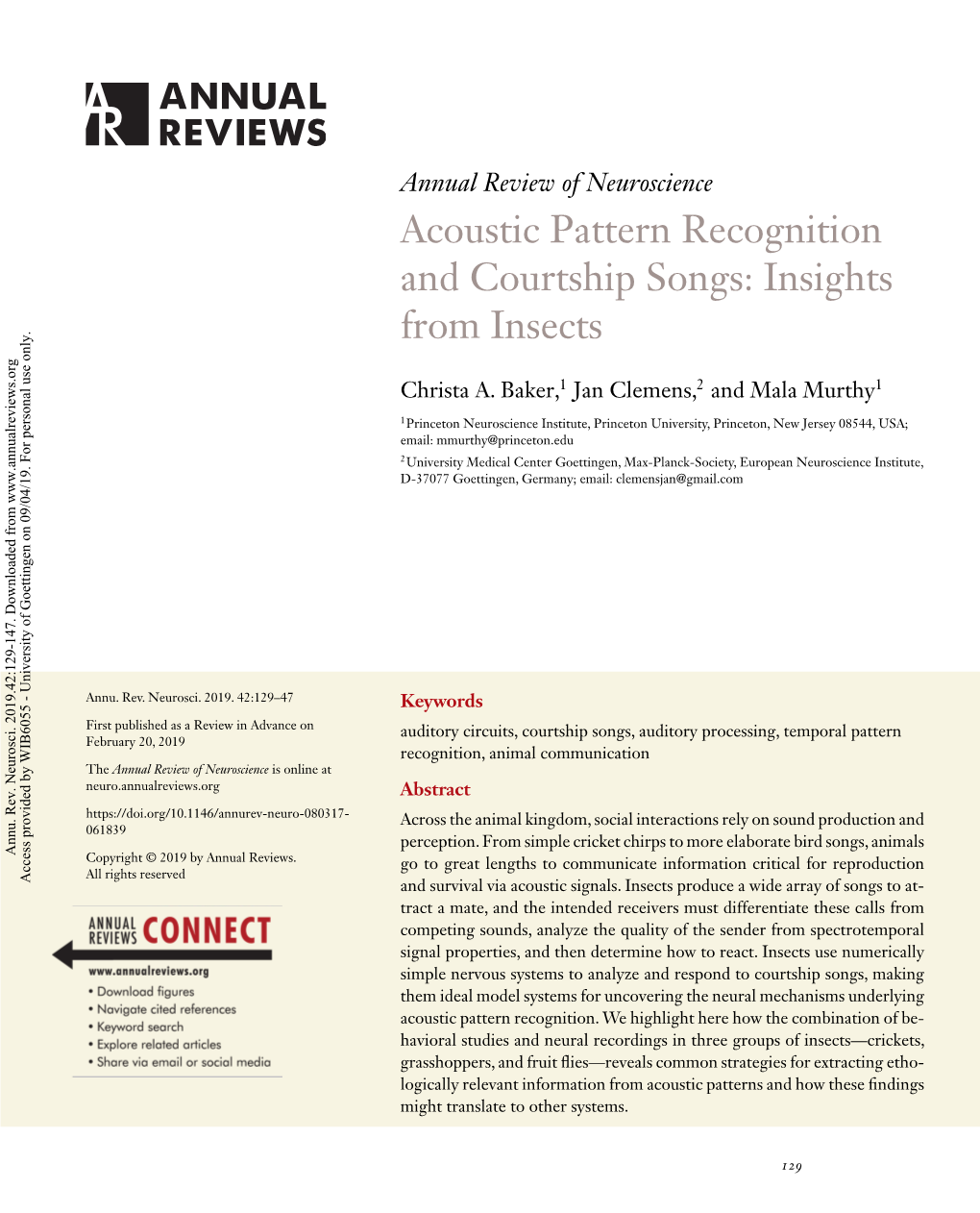 Acoustic Pattern Recognition and Courtship Songs: Insights from Insects