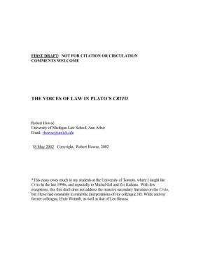 The Voices of Law in Plato's Crito