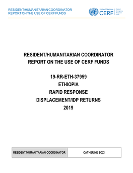 Ethiopia Rapid Response Displacement/Idp Returns 2019