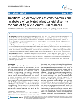 Traditional Agroecosystems As Conservatories and Incubators of Cultivated Plant Varietal Diversity: the Case of Fig (Ficus Caric