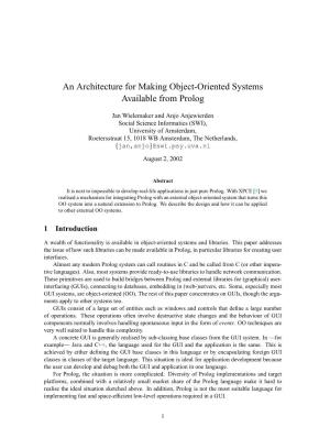 An Architecture for Making Object-Oriented Systems Available from Prolog